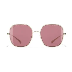 Chanel - Square Sunglasses - Gold Burgundy - Chanel Eyewear - Avvenice
