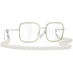 Chanel - Square Sunglasses - Silver Beige Transparent - Chanel Eyewear - Avvenice