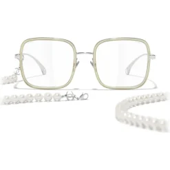Chanel - Square Sunglasses - Silver Beige Transparent - Chanel Eyewear - Avvenice