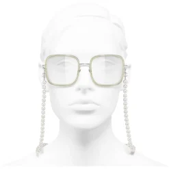 Chanel - Square Sunglasses - Silver Beige Transparent - Chanel Eyewear - Avvenice