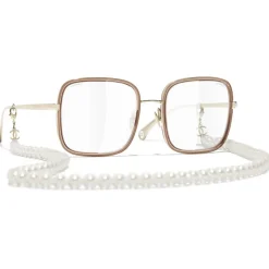 Chanel - Square Sunglasses - Gold Beige Transparent - Chanel Eyewear - Avvenice