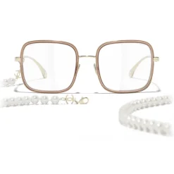 Chanel - Square Sunglasses - Gold Beige Transparent - Chanel Eyewear - Avvenice