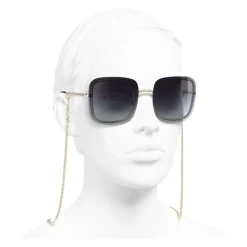 Chanel - Square Sunglasses - Gold Gray - Chanel Eyewear - Avvenice