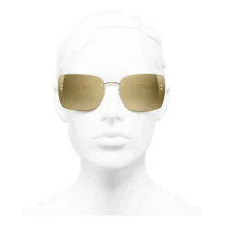 Chanel - Square Sunglasses - Gold Glitter - Chanel Eyewear - Avvenice