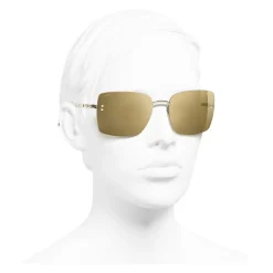 Chanel - Square Sunglasses - Gold Glitter - Chanel Eyewear - Avvenice