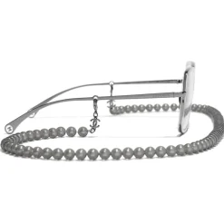 Chanel - Square Sunglasses - Dark Silver Transparent - Chanel Eyewear - Avvenice