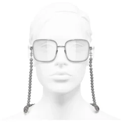 Chanel - Square Sunglasses - Dark Silver Transparent - Chanel Eyewear - Avvenice