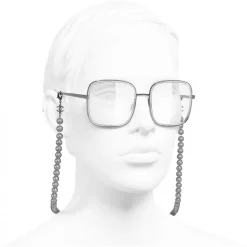 Chanel - Square Sunglasses - Dark Silver Transparent - Chanel Eyewear - Avvenice