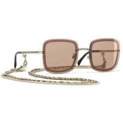 Chanel - Square Sunglasses - Gold Light Brown - Chanel Eyewear - Avvenice
