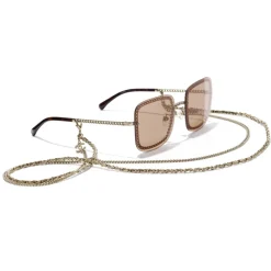 Chanel - Square Sunglasses - Gold Light Brown - Chanel Eyewear - Avvenice