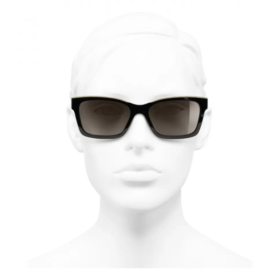 Chanel - Square Sunglasses - Black Beige Brown - Chanel Eyewear - Avvenice
