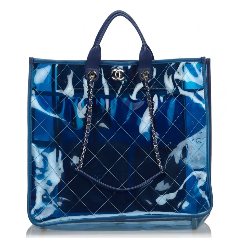 Chanel Vintage - 2018 Quilted PVC Large Coco Splash Shopping Tote Bag - Blue - PVC Handbag - Luxury High Quality - Avvenice