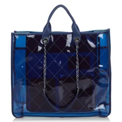 Chanel Vintage - 2018 Quilted PVC Large Coco Splash Shopping Tote Bag - Blue - PVC Handbag - Luxury High Quality - Avvenice