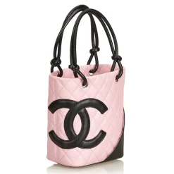Chanel Vintage - Cambon Ligne Petit Bucket Bag - Pink Black - Leather Handbag - Luxury High Quality - Avvenice