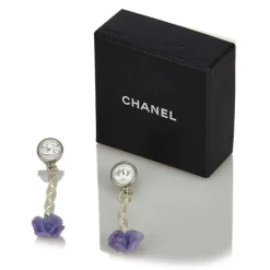 Chanel Vintage - Camellia Drop Earrings - Silver - Earrings Chanel - Luxury High Quality - Avvenice
