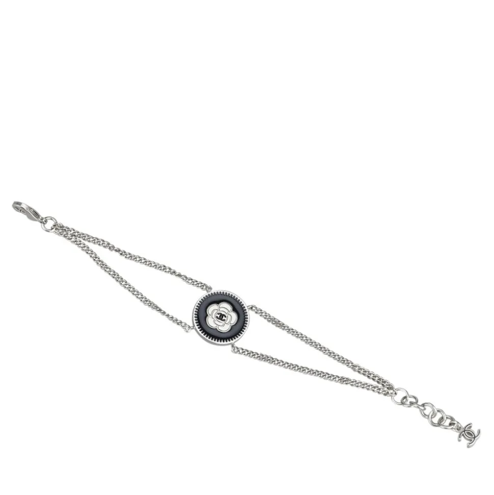 Chanel Vintage - Camellia Metal Bracelet - Silver Black - Chanel Bracelet - Luxury High Quality - Avvenice