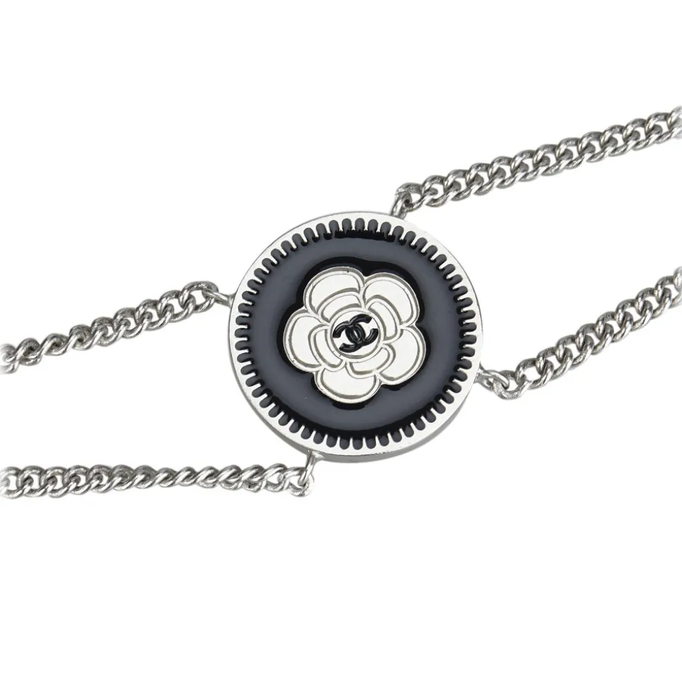 Chanel Vintage - Camellia Metal Bracelet - Silver Black - Chanel Bracelet - Luxury High Quality - Avvenice