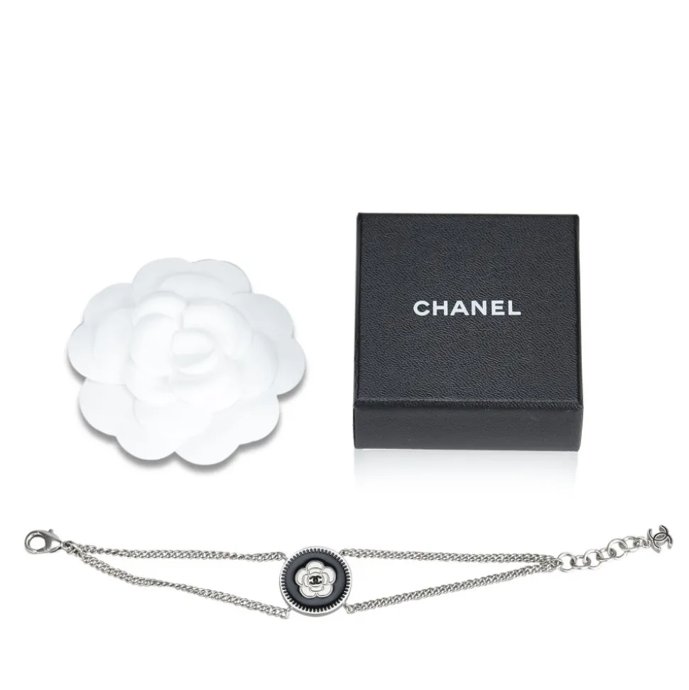 Chanel Vintage - Camellia Metal Bracelet - Silver Black - Chanel Bracelet - Luxury High Quality - Avvenice