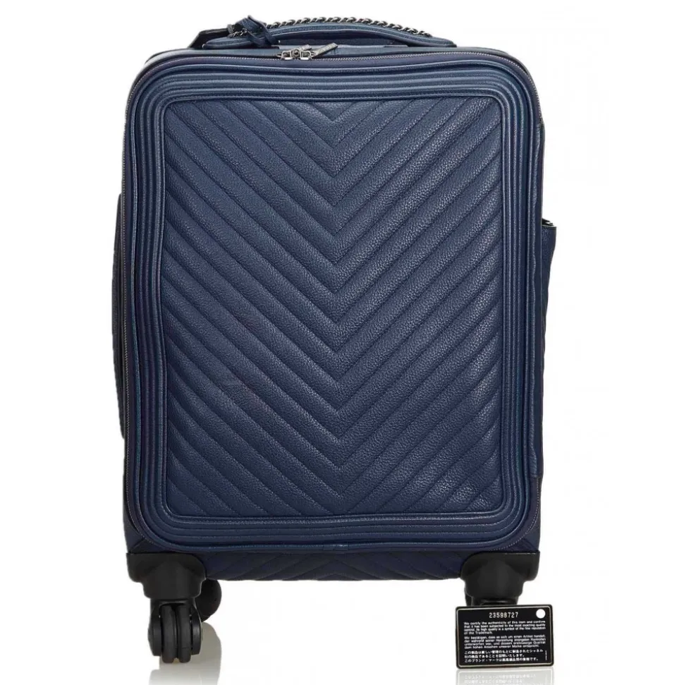 Chanel Vintage - Caviar Coco Case Trolley - Blue Navy - Leather Trolley - Luxury High Quality - Avvenice