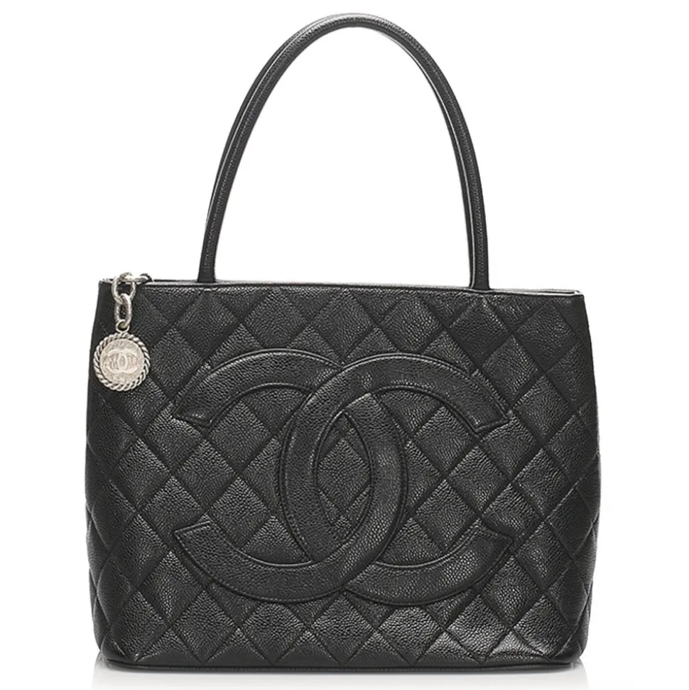 Chanel Vintage - Caviar Medallion Tote Bag - Black - Caviar Leather Handbag - Luxury High Quality - Avvenice