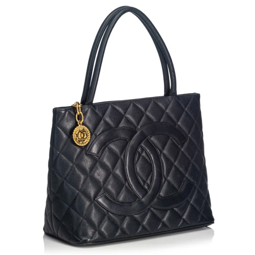 Chanel Vintage - Caviar Medallion Tote Bag - Blue - Caviar Leather Handbag - Luxury High Quality - Avvenice
