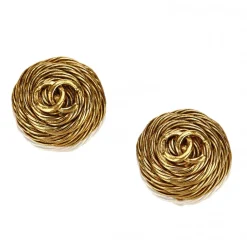 Chanel Vintage - CC Clip-On Earrings - Gold - Earrings Chanel - Luxury High Quality - Avvenice