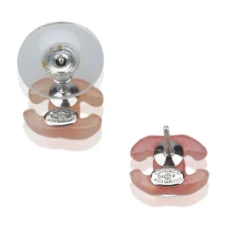 Chanel Vintage - CC Colored Stone Push Back Earrings - Pink Silver - Earrings Chanel - Luxury High Quality - Avvenice