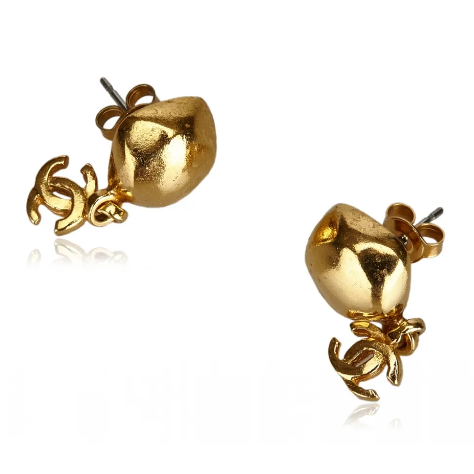 Chanel Vintage - CC Gold Toned Clip On Drop Earrings - Gold - Earrings Chanel - Luxury High Quality - Avvenice