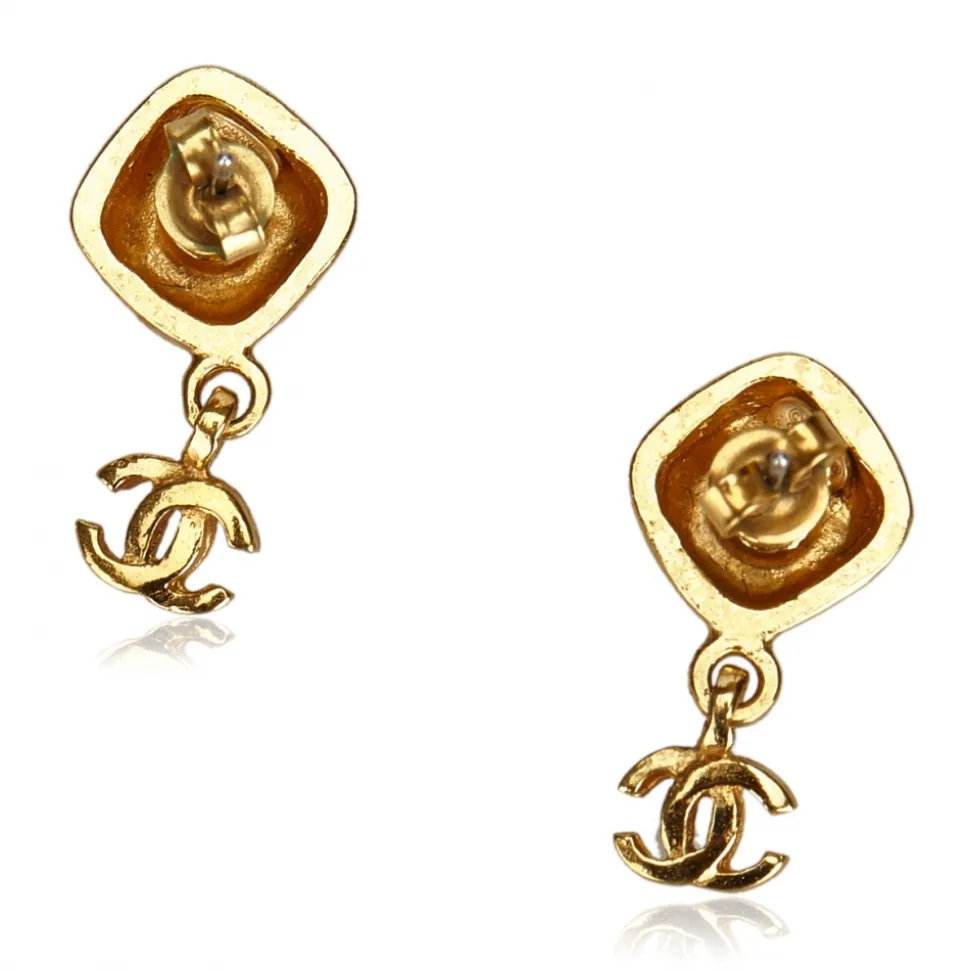 Chanel Vintage - CC Gold Toned Clip On Drop Earrings - Gold - Earrings Chanel - Luxury High Quality - Avvenice