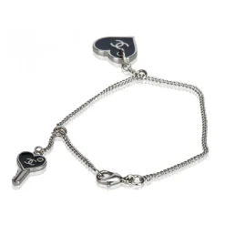 Chanel Vintage - CC Heart Charm Bracelet - Black - Chanel Bracelet - Luxury High Quality - Avvenice