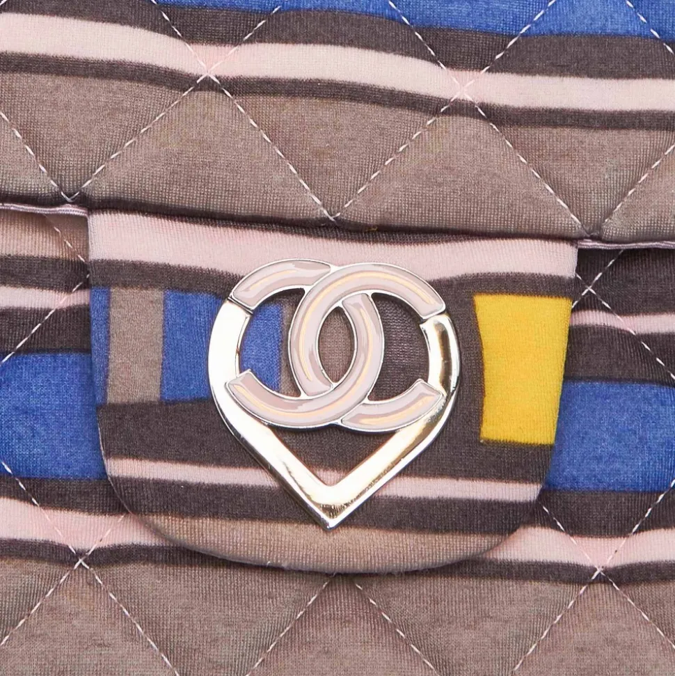 Chanel Vintage - CC Heart Printed Cotton Medium Flap Bag - Pink - Leather & Cotton Handbag - Luxury High Quality - Avvenice