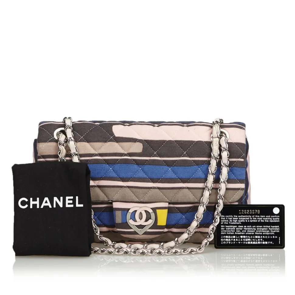 Chanel Vintage - CC Heart Printed Cotton Medium Flap Bag - Pink - Leather & Cotton Handbag - Luxury High Quality - Avvenice