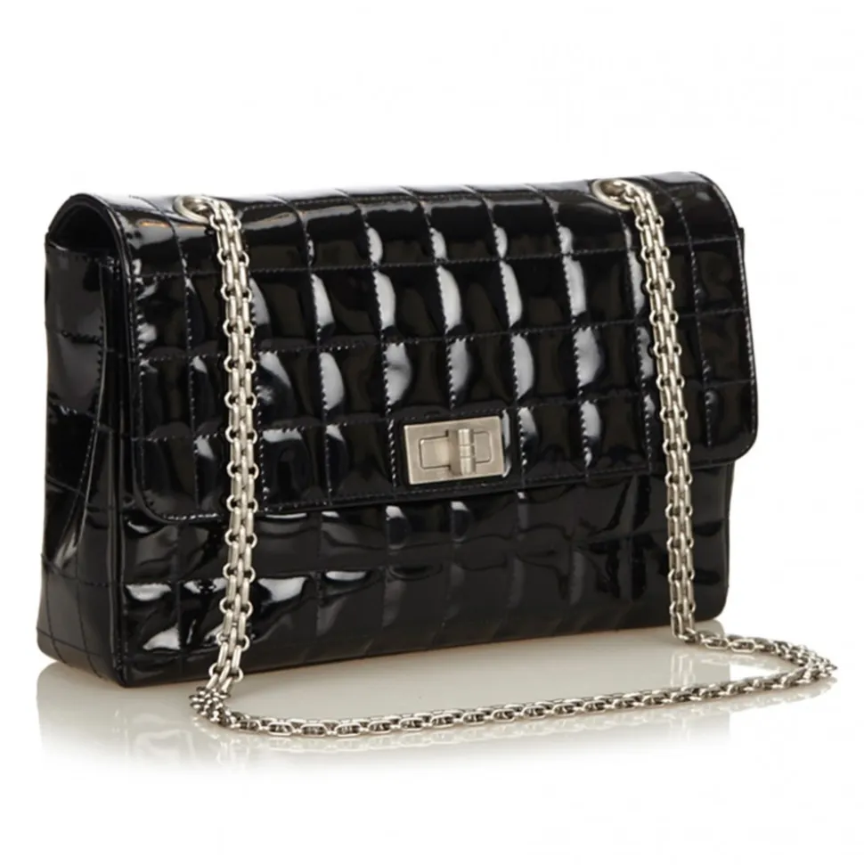 Chanel Vintage - Choco Bar Chain Cotton Handbag Bag - Black - Leather Handbag - Luxury High Quality - Avvenice