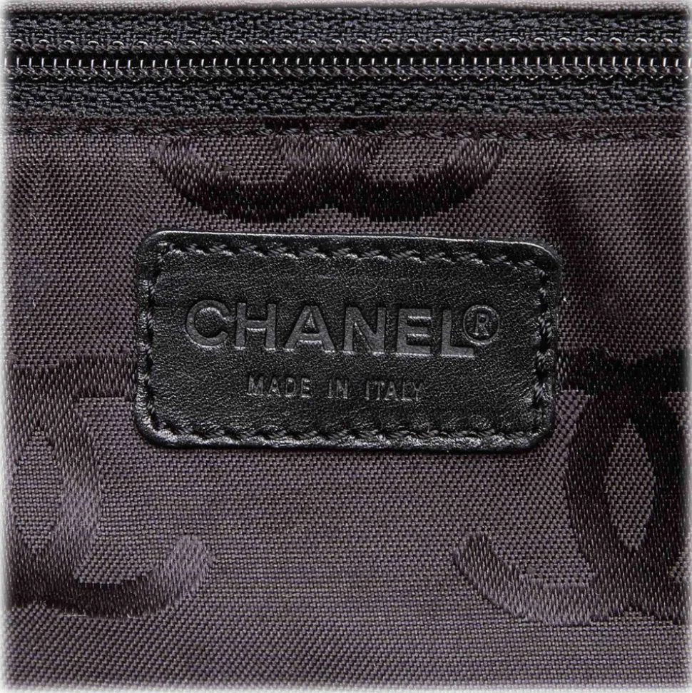 Chanel Vintage - Choco Bar Chain Cotton Handbag Bag - Black - Leather and Canvas Handbag - Luxury High Quality - Avvenice