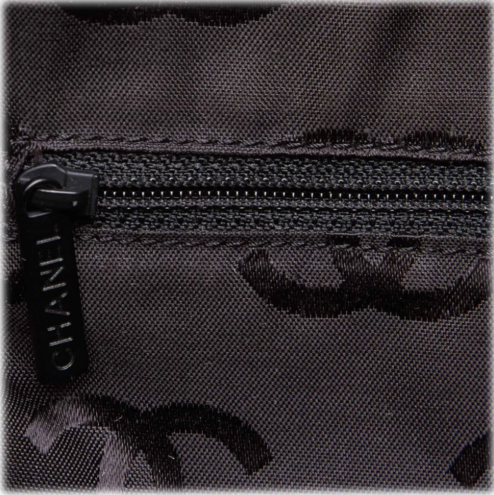 Chanel Vintage - Choco Bar Chain Cotton Handbag Bag - Black - Leather and Canvas Handbag - Luxury High Quality - Avvenice