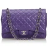Chanel Vintage - Classic Maxi Lambskin Leather Double Flap Bag - Purple - Leather and Lambskin Handbag - Luxury High Quality - Avvenice