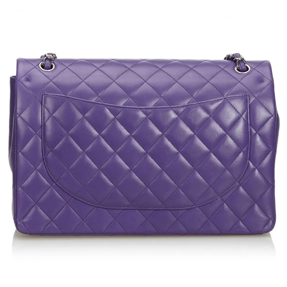 Chanel Vintage - Classic Maxi Lambskin Leather Double Flap Bag - Purple - Leather and Lambskin Handbag - Luxury High Quality - Avvenice