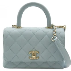 Chanel Vintage - Extra Mini Caviar Coco Top Handle - Blue - Leather and Lambskin Handbag - Luxury High Quality - Avvenice