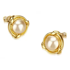 Chanel Vintage - Faux Pearl Gold-Tone Clip-On Earrings - Gold - Earrings Chanel - Luxury High Quality - Avvenice