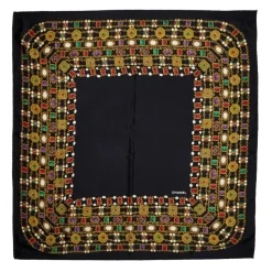 Chanel Vintage - Jewelry Printed Silk Scarf - Black - Silk Foulard - Luxury High Quality - Avvenice