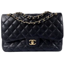 Chanel Vintage - Jumbo Classic Lambskin Double Flap - Black - Leather and Lambskin Handbag - Luxury High Quality - Avvenice