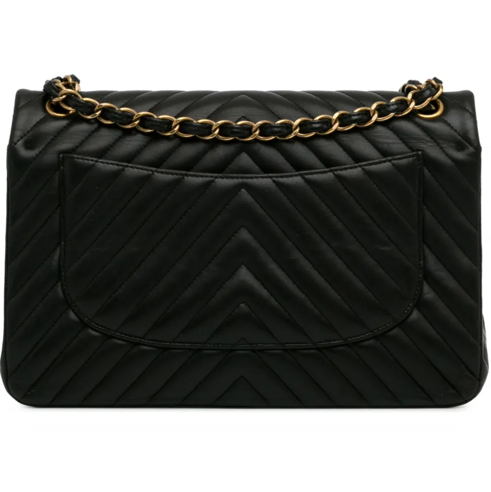 Chanel Vintage - Jumbo Classic Chevron Lambskin Double Flap - Black - Leather and Lambskin Handbag - Luxury High Quality - Avvenice