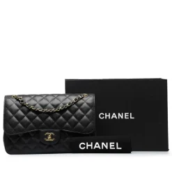 Chanel Vintage - Jumbo Classic Caviar Double Flap - Black - Leather and Lambskin Handbag - Luxury High Quality - Avvenice