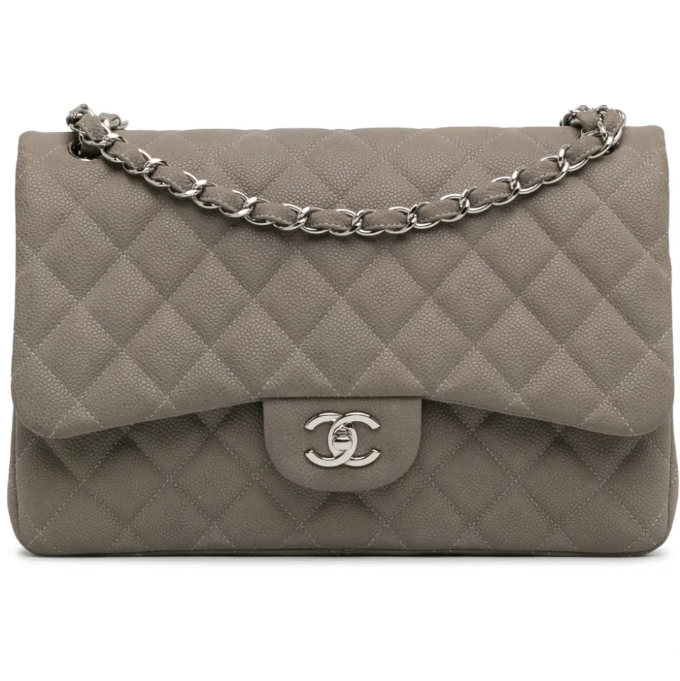 Chanel Vintage - Jumbo Classic Caviar Double Flap - Gray - Leather and Lambskin Handbag - Luxury High Quality - Avvenice