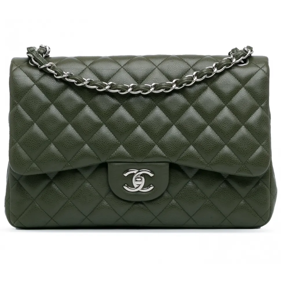Chanel Vintage - Jumbo Classic Caviar Double Flap - Green - Leather and Lambskin Handbag - Luxury High Quality - Avvenice