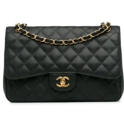 Chanel Vintage - Jumbo Classic Caviar Double Flap - Black - Leather and Lambskin Handbag - Luxury High Quality - Avvenice