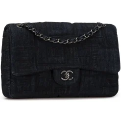 Chanel Vintage - Jumbo Embroidered Denim Perfume Bottle Single Flap - Black - Leather and Lambskin Handbag - Luxury High Quality - Avvenice