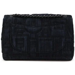 Chanel Vintage - Jumbo Embroidered Denim Perfume Bottle Single Flap - Black - Leather and Lambskin Handbag - Luxury High Quality - Avvenice