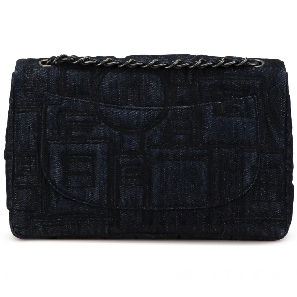 Chanel Vintage - Jumbo Embroidered Denim Perfume Bottle Single Flap - Black - Leather and Lambskin Handbag - Luxury High Quality - Avvenice
