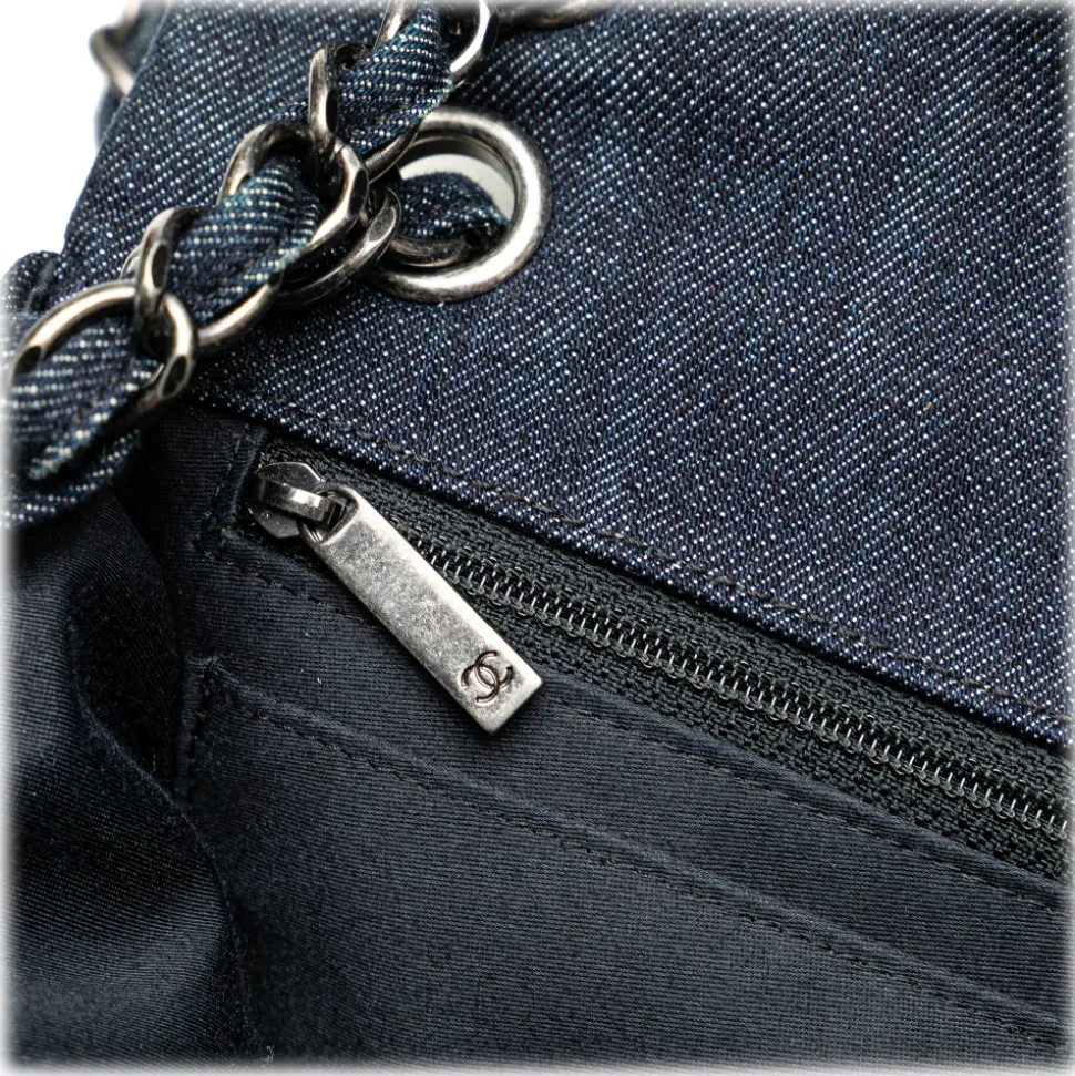 Chanel Vintage - Jumbo Embroidered Denim Perfume Bottle Single Flap - Black - Leather and Lambskin Handbag - Luxury High Quality - Avvenice